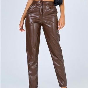 Brown faux leather princess Polly pants